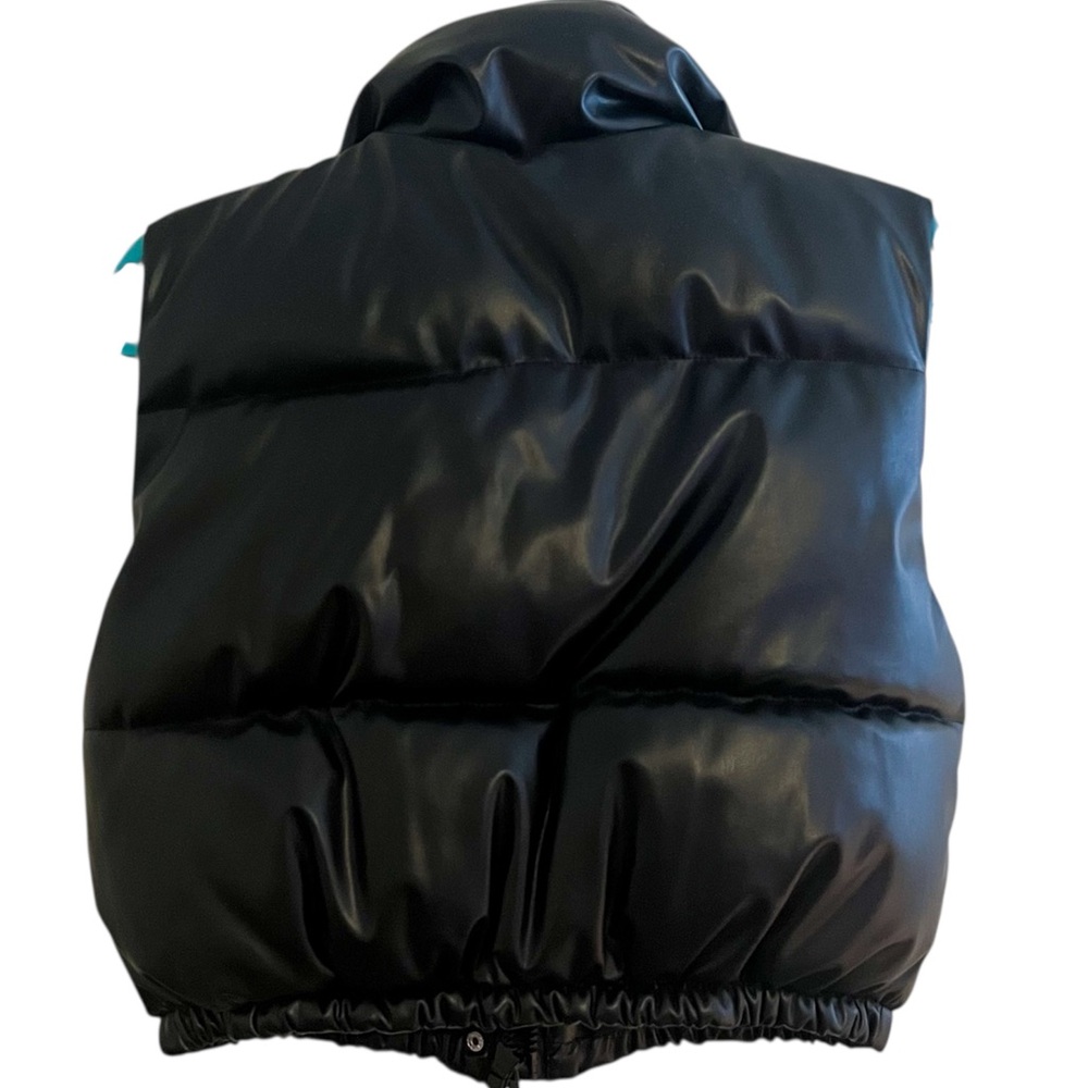 Women’s Black Faux Leather Puffer Vest - Picture 4 of 6